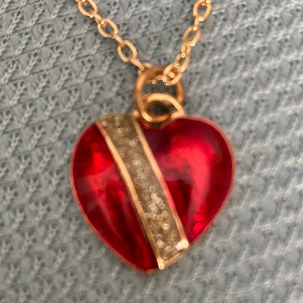 Royal - red enamel heart necklace
